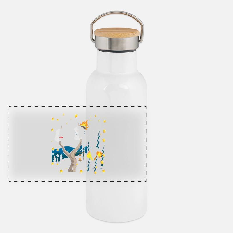 Happy Camper Marshmallow Campfire Gift Shirt Panoramic Thermal Bottle with Bamboo Lid