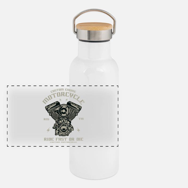 Custom Engine Panorama Thermosflasche mit Bambusdeckel