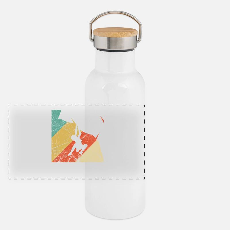 Vintage Klettern Geschenk Panorama Thermosflasche mit Bambusdeckel