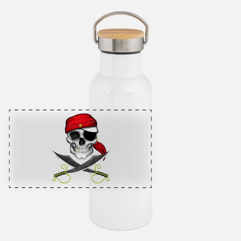 Pirate skull Panoramic Thermal Bottle with Bamboo Lid