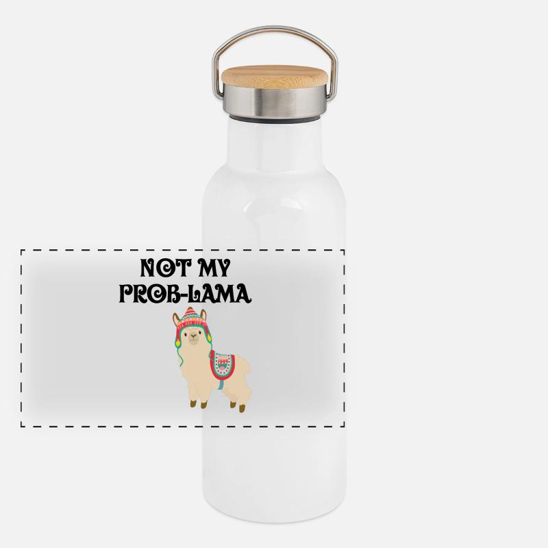 Not my Prob-Lama Panorama Thermosflasche mit Bambusdeckel