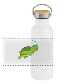 Tortue - Amoureux de tortues - Tortues - Gourde isotherme avec bouchon en bambou - blanc - Devant