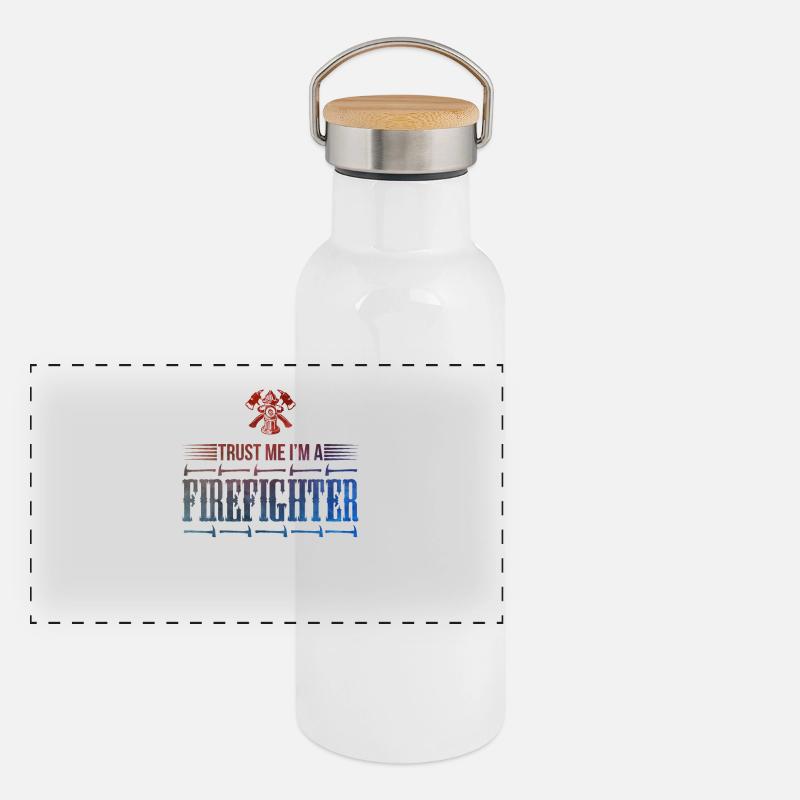 Pompier pompier incendie Sauveur héros aide Gourde isotherme avec bouchon en bambou