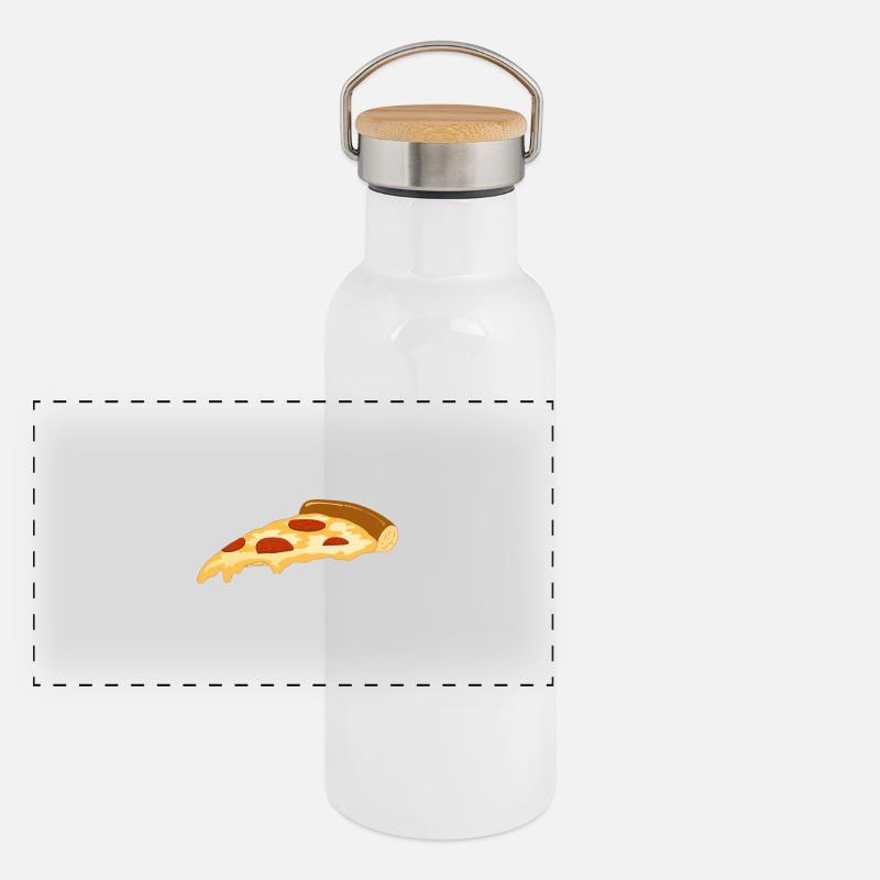 Pizza Käse Leben Geschenk Panorama Thermosflasche mit Bambusdeckel