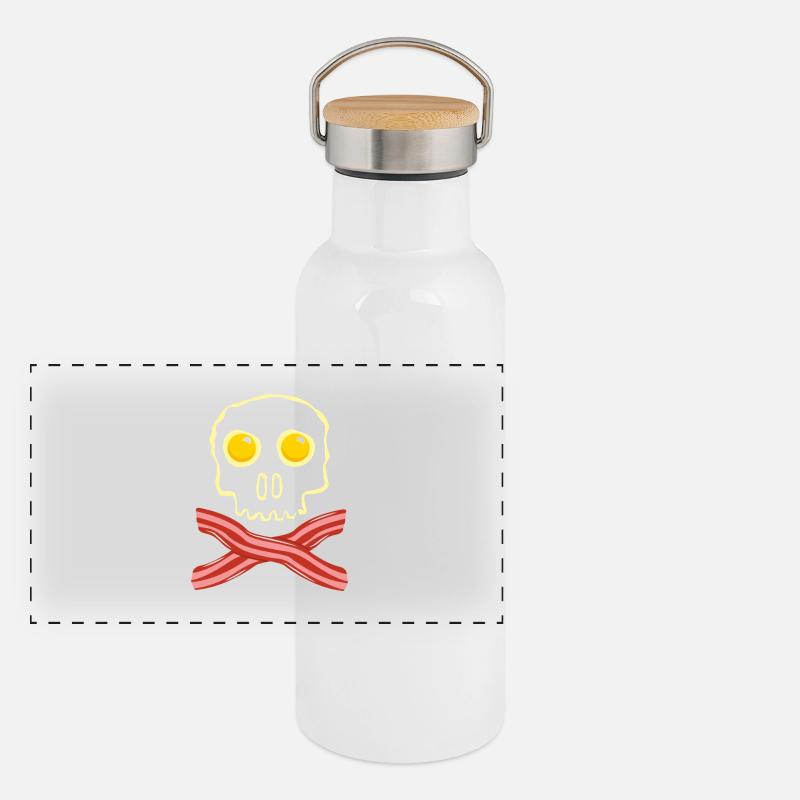Speck und Eier Totenkopf Skull - Bacon Eggs Panorama Thermosflasche mit Bambusdeckel