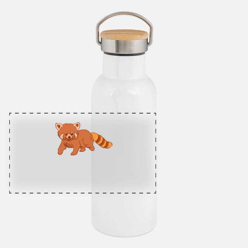 Ours de chat doux Panda rouge Panda rouge Gourde isotherme avec bouchon en bambou