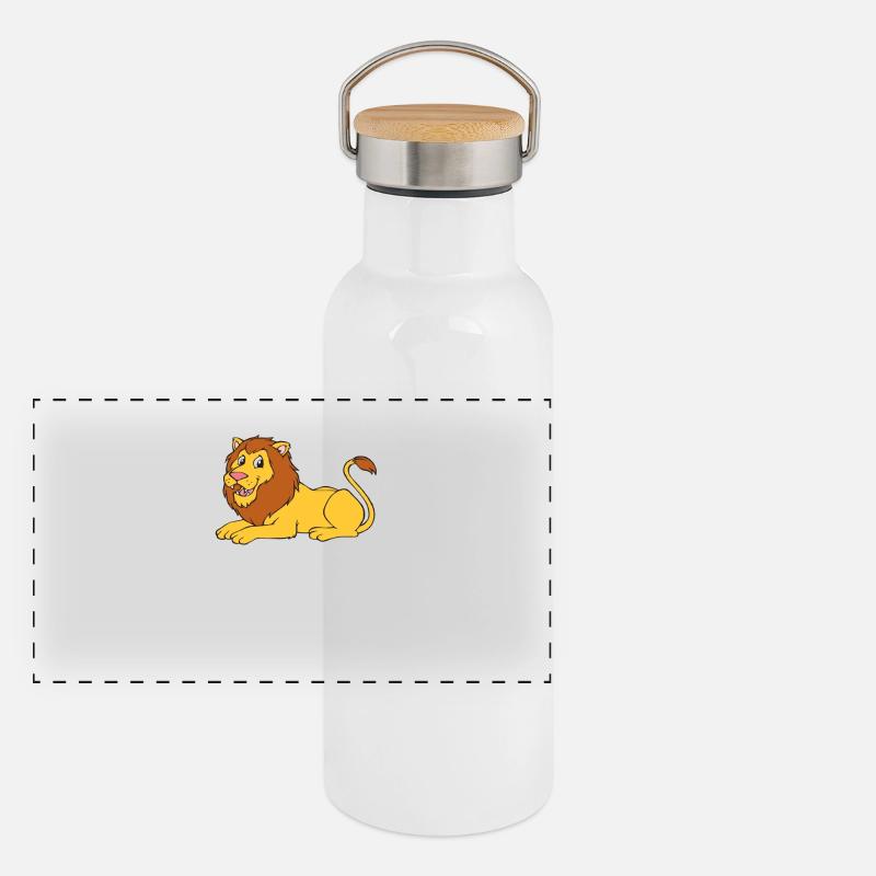lion Panoramic Thermal Bottle with Bamboo Lid