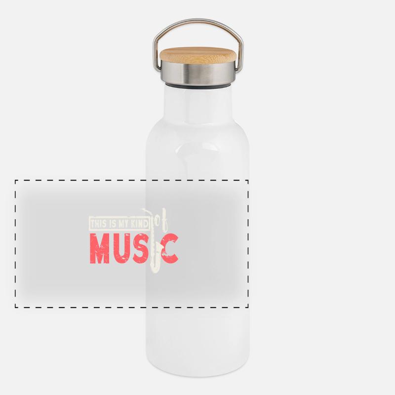 Saxophon Panorama Thermosflasche mit Bambusdeckel