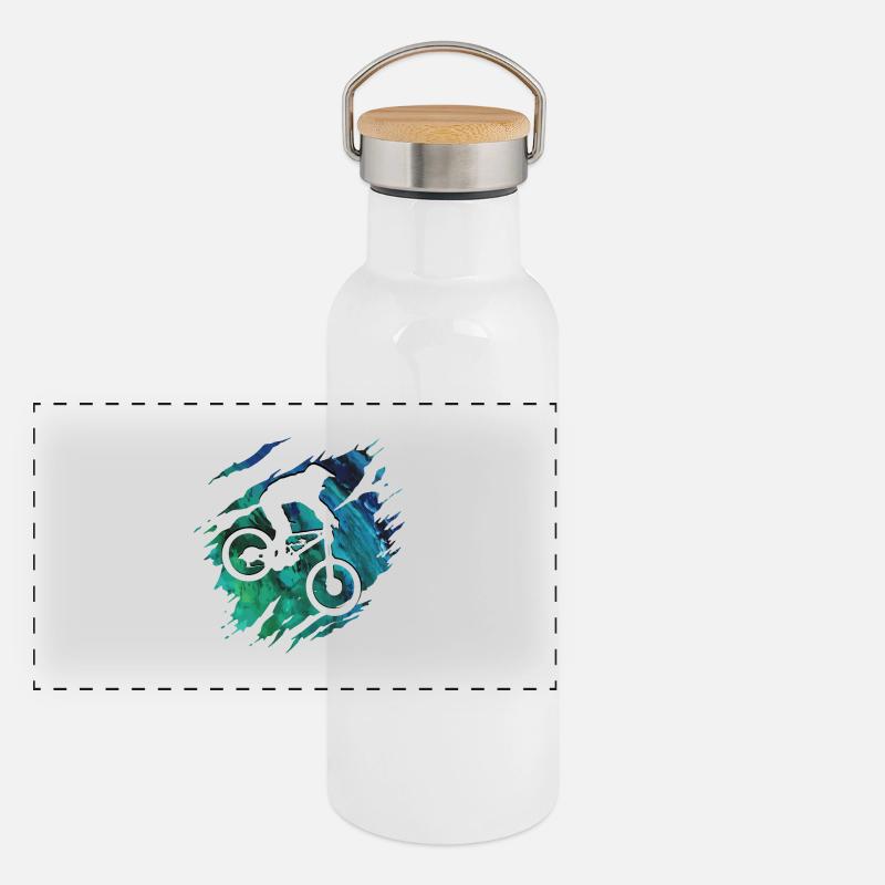 VTT - Mountainbiker Downhill cadeau Gourde isotherme avec bouchon en bambou