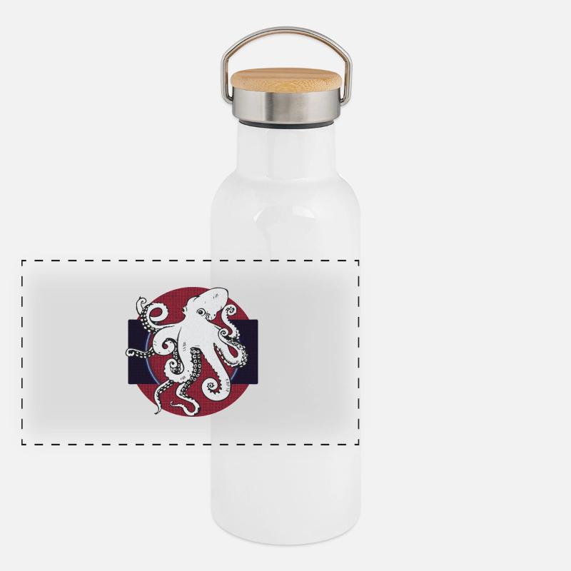 Poulpe amical Gourde isotherme avec bouchon en bambou