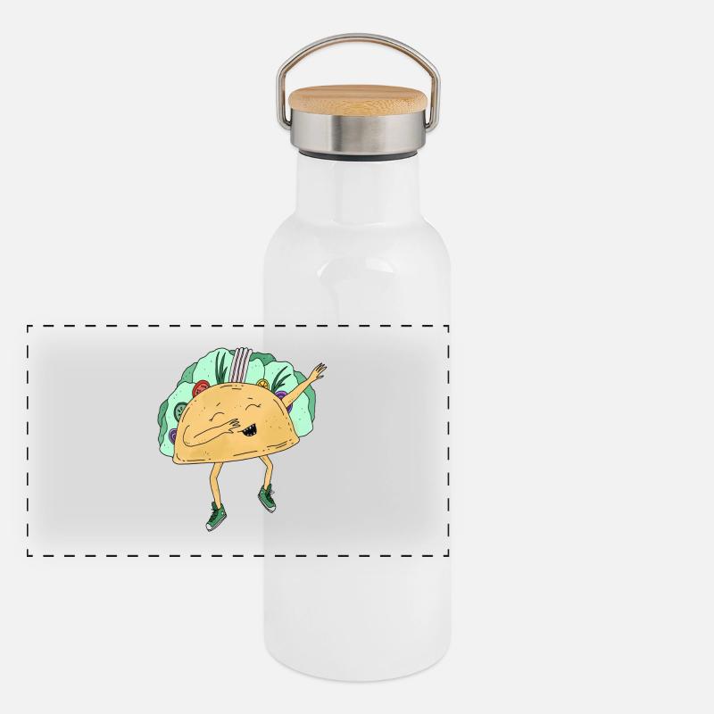 Dabbing Tacoo Tiere dab Bewegung Move Essen Panorama Thermosflasche mit Bambusdeckel