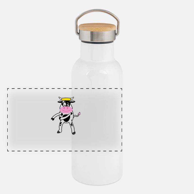 Floss Dance Move Cow Panoramic Thermal Bottle with Bamboo Lid