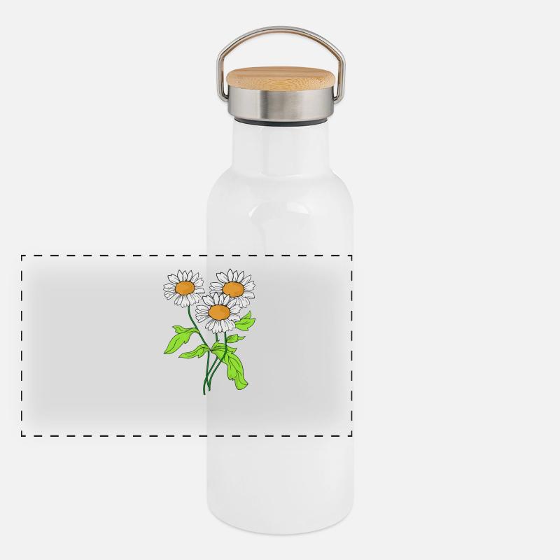 Gänseblümchen Blume Pflanze blühen Geschenkidee Panorama Thermosflasche mit Bambusdeckel