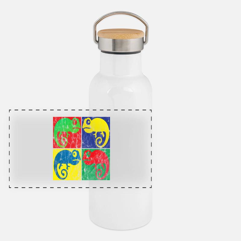 Chameleon Pop Art Panoramic Thermal Bottle with Bamboo Lid