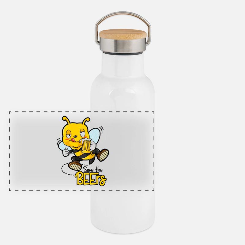 Funny Save the Bees / Beers Craft Beer Bee Panoramic Thermal Bottle with Bamboo Lid