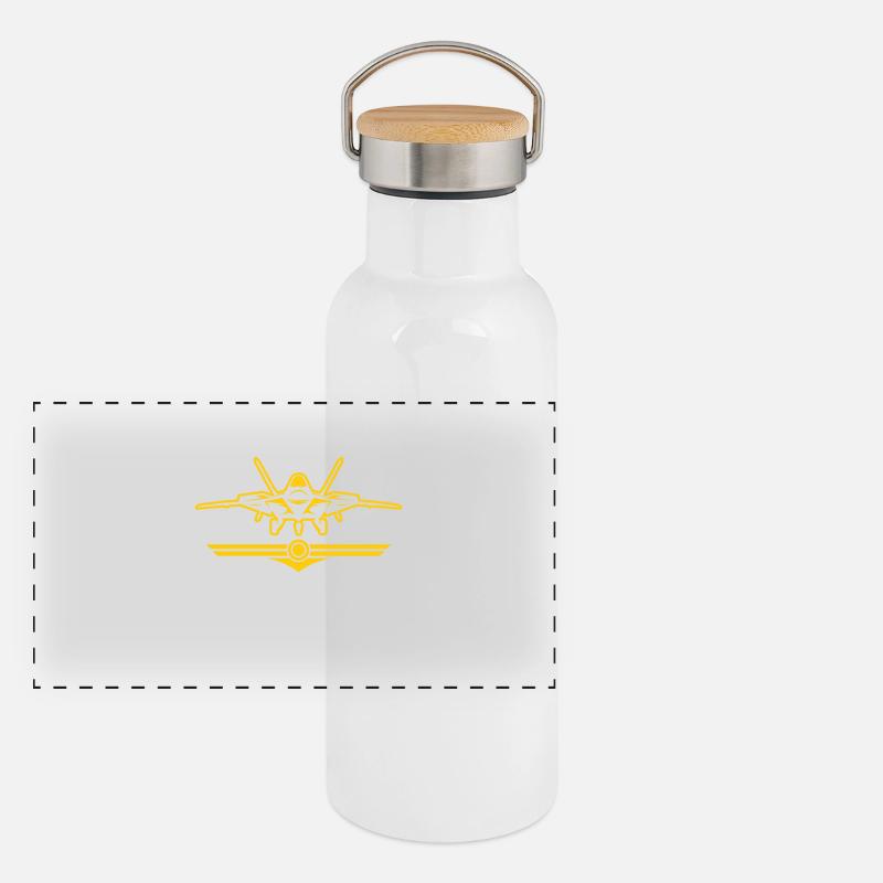 Pilot fighter jet military jet jet hunter Panoramic Thermal Bottle with Bamboo Lid