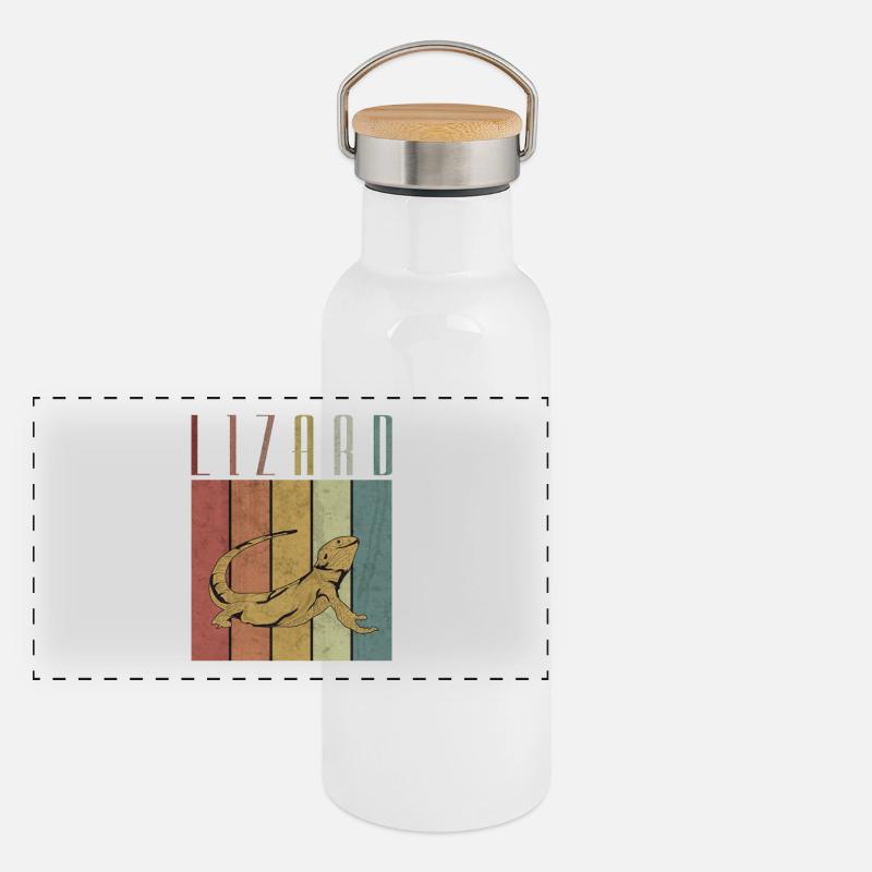 Eidechse Panorama Thermosflasche mit Bambusdeckel