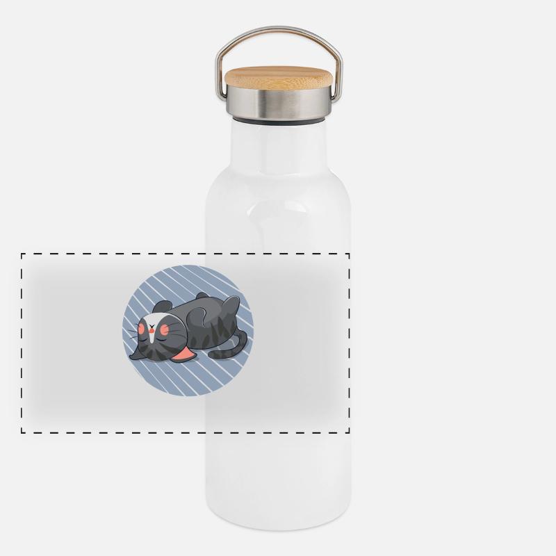 Sleeping cat Panoramic Thermal Bottle with Bamboo Lid