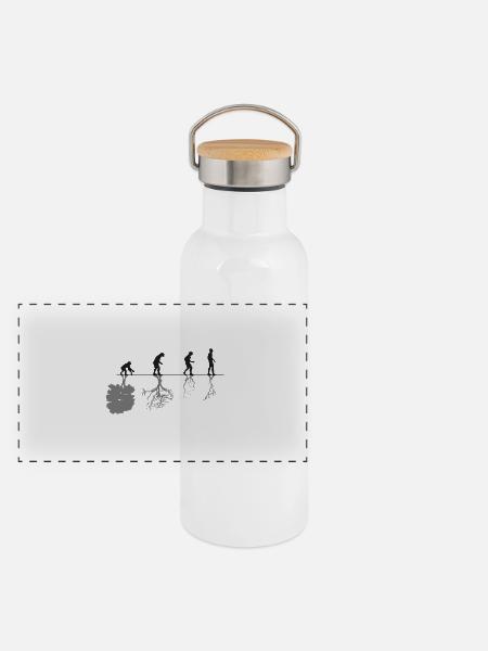 Evolution Black - Panorama Thermosflasche mit Bambusdeckel - Weiß