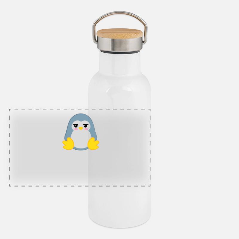 Pinguin - Pinguine - Pinguinmotiv - Morgenmuffel Panorama Thermosflasche mit Bambusdeckel