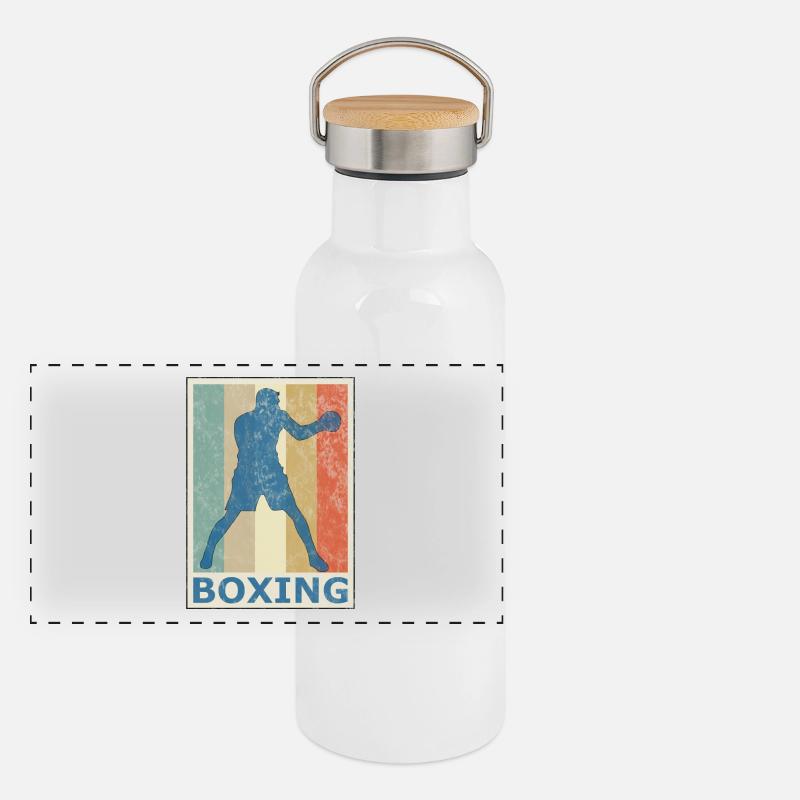 Rétro style vintage Boxe Boxe Kickboxing Gourde isotherme avec bouchon en bambou