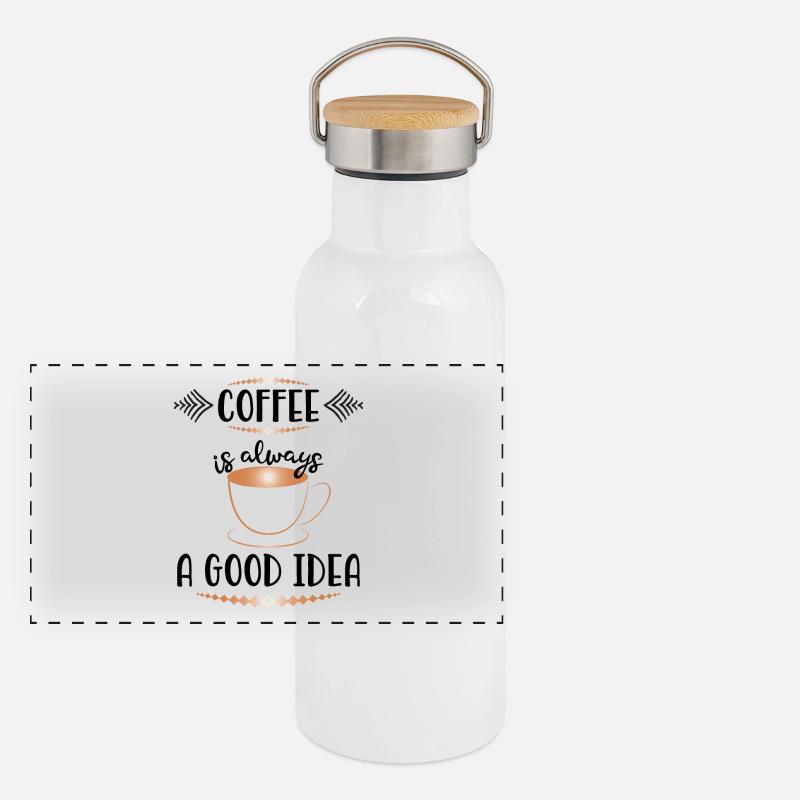 Kaffee Panorama Thermosflasche mit Bambusdeckel