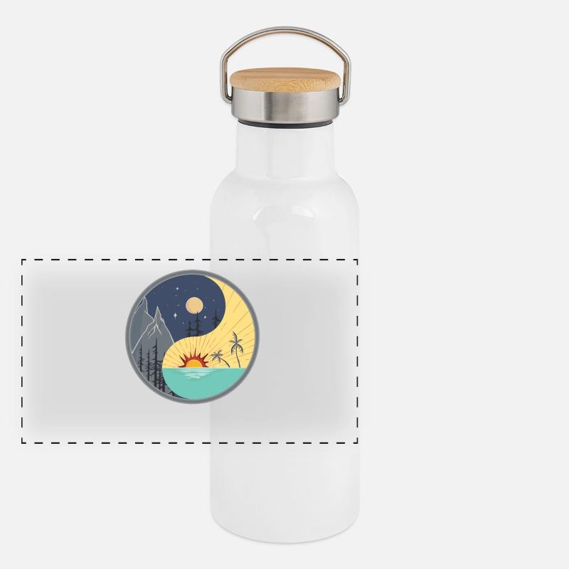 Yin Yang / day and night Panoramic Thermal Bottle with Bamboo Lid