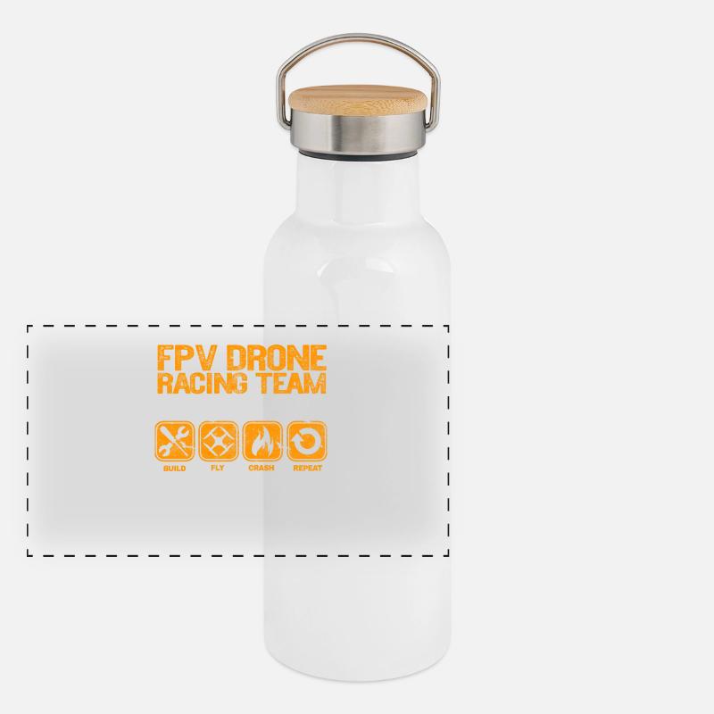 FPV Drone Build Fly Crash Repeat Gift Copter Panoramic Thermal Bottle with Bamboo Lid