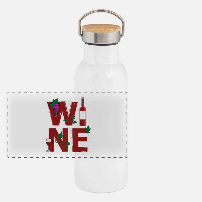WINE / WEIN Panorama Thermosflasche mit Bambusdeckel