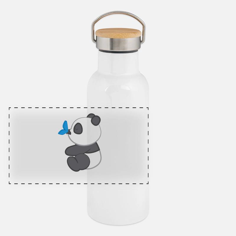 Panda - T-shirt Panda - Motif Panda - Papillon Gourde isotherme avec bouchon en bambou