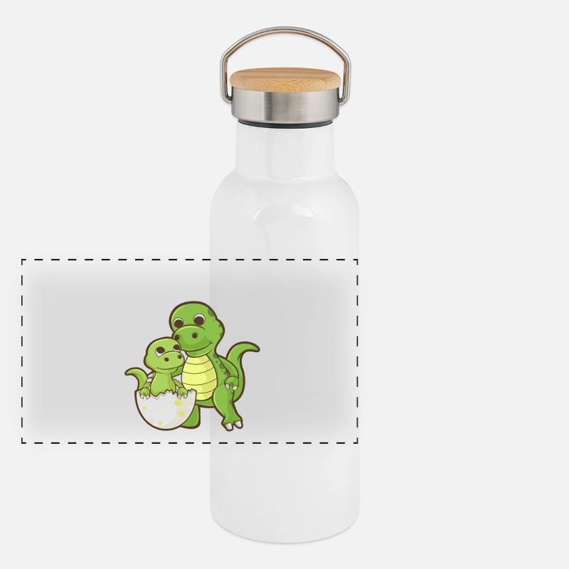 Babysaurus - Funny Family passendes Geschenk Panorama Thermosflasche mit Bambusdeckel
