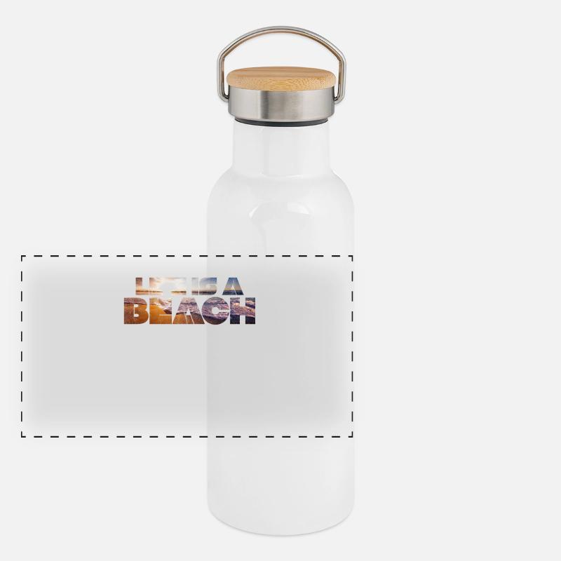 Life is a Beach - Sommer / Sonne / Strand Panorama Thermosflasche mit Bambusdeckel