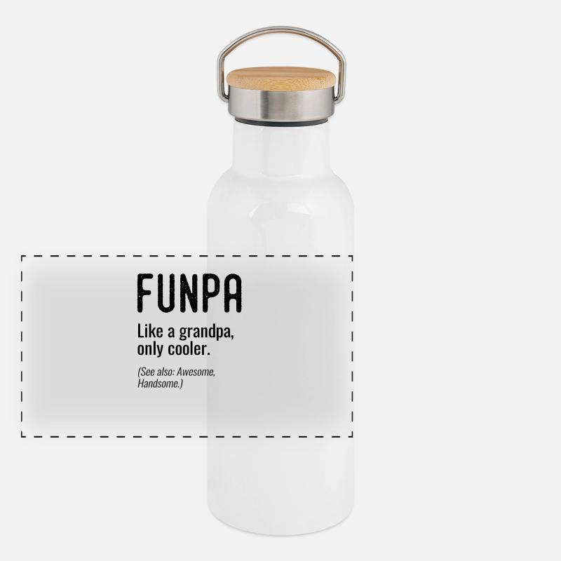 Funpa Lustiger Großvater Panorama Thermosflasche mit Bambusdeckel