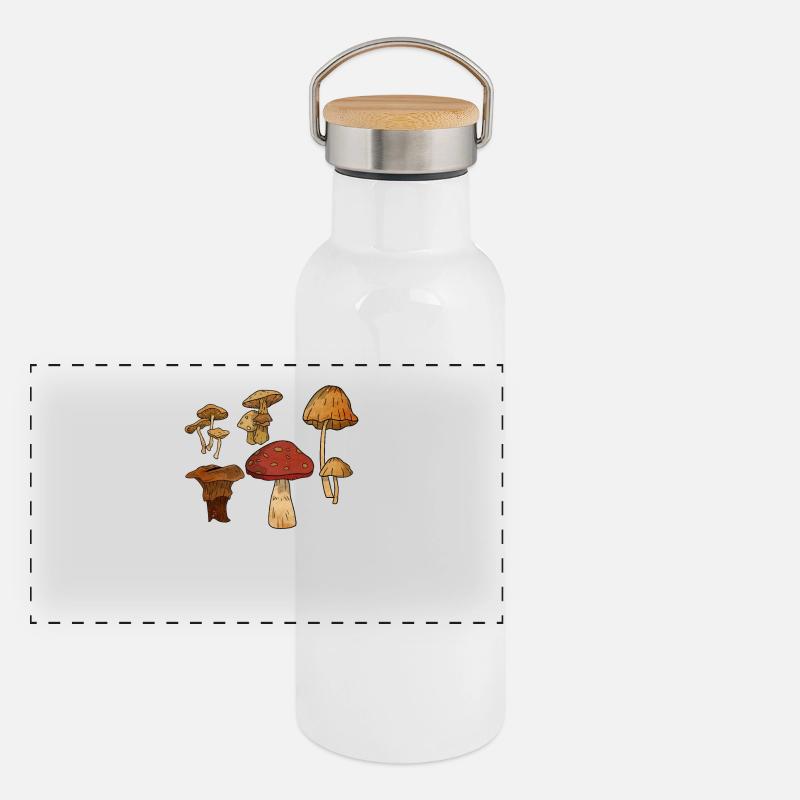 Pilz Fungi Morcheln Jagd Jagd Geschenkidee Panorama Thermosflasche mit Bambusdeckel