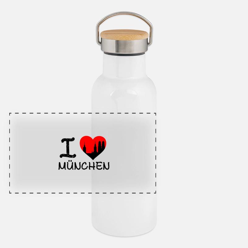 I love Munich design Panoramic Thermal Bottle with Bamboo Lid