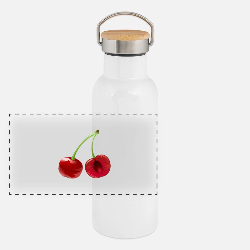 Kirsche Obst Frucht Cherry Fruit Panorama Thermosflasche mit Bambusdeckel