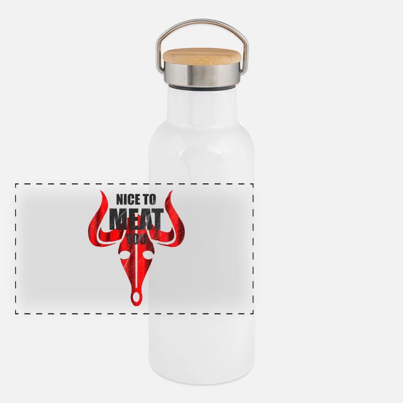 Nice to meat you - Grillen Fleisch Steak Panorama Thermosflasche mit Bambusdeckel