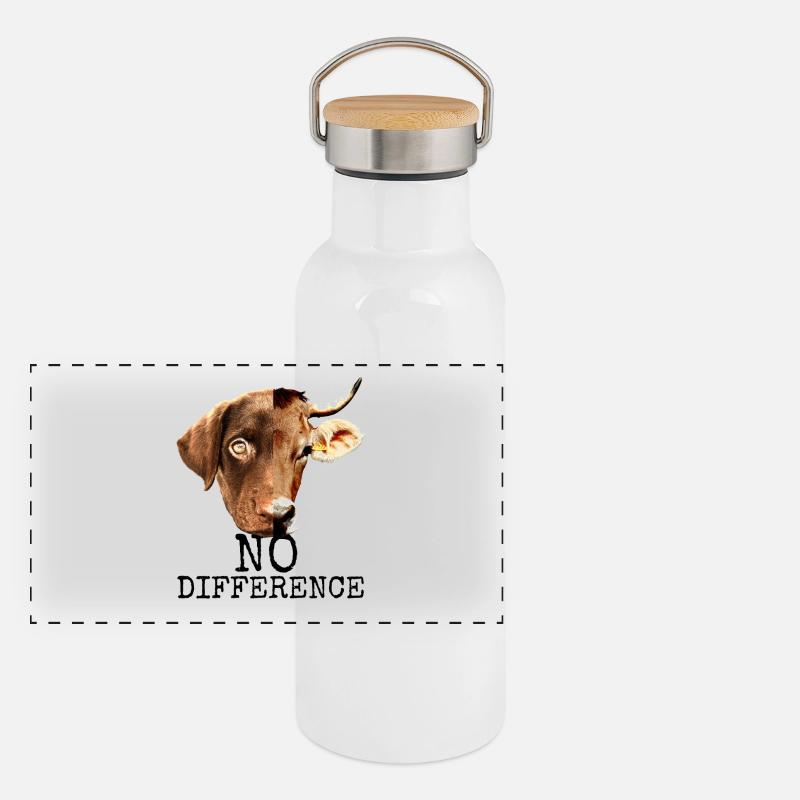 No Difference Pro Vegan Vegetan Tierschutz Gourde isotherme avec bouchon en bambou