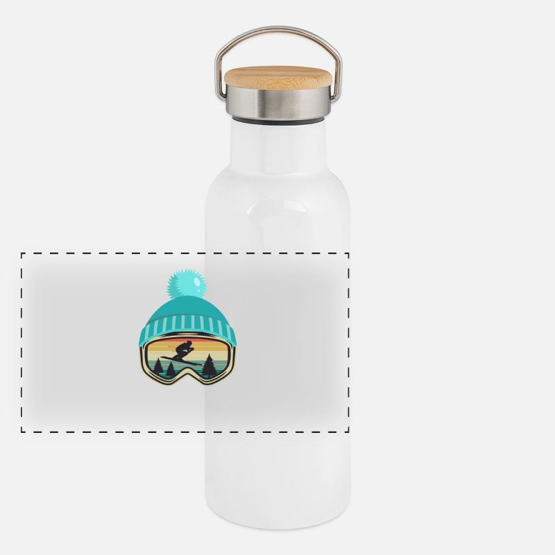 Skiing Skier Apres Ski Funny Gift Panoramic Thermal Bottle with Bamboo Lid