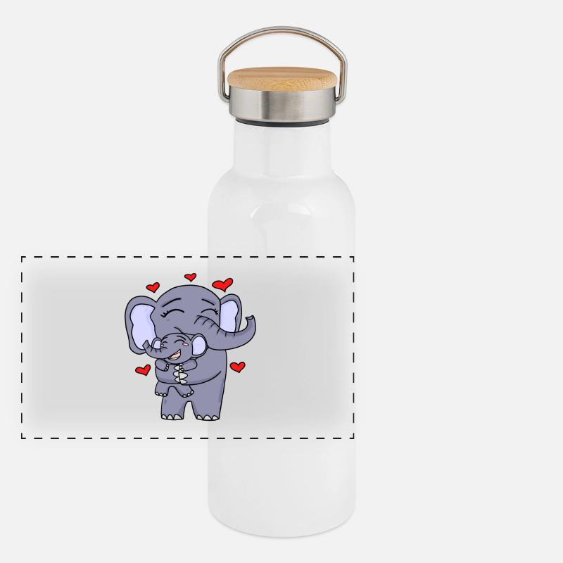 Éléphant mignon Gourde isotherme avec bouchon en bambou