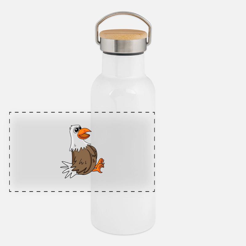 Niedliche Möwe Panorama Thermosflasche mit Bambusdeckel