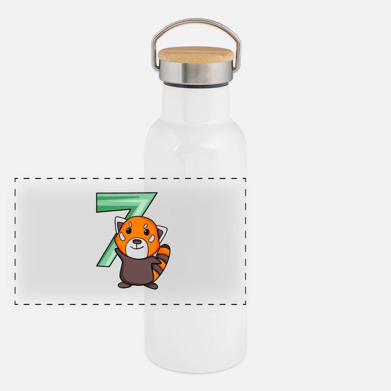 Roter Panda Panorama Thermosflasche mit Bambusdeckel