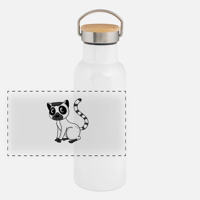 Lemur Primat Geschenk Panorama Thermosflasche mit Bambusdeckel