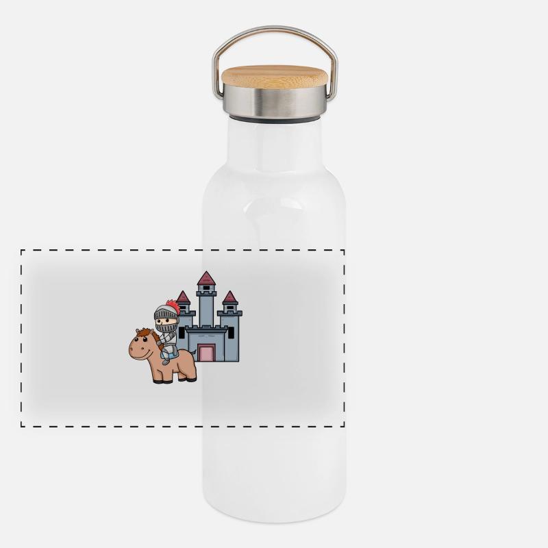 Medieval Knight Castle Warrior Panoramic Thermal Bottle with Bamboo Lid