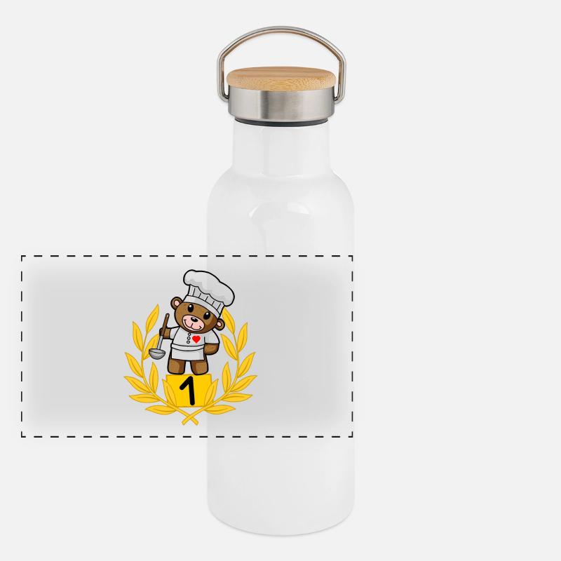 Küchenchef Chefkoch Hobbykoch Koch Berufe Panorama Thermosflasche mit Bambusdeckel