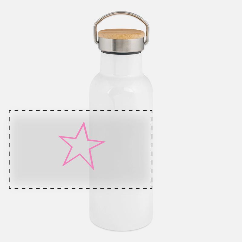 Stern Rosa Panorama Thermosflasche mit Bambusdeckel