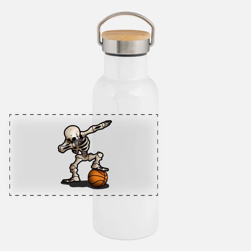 Squelette Dabbing Dab Basketball Cadeau d’Halloween Gourde isotherme avec bouchon en bambou