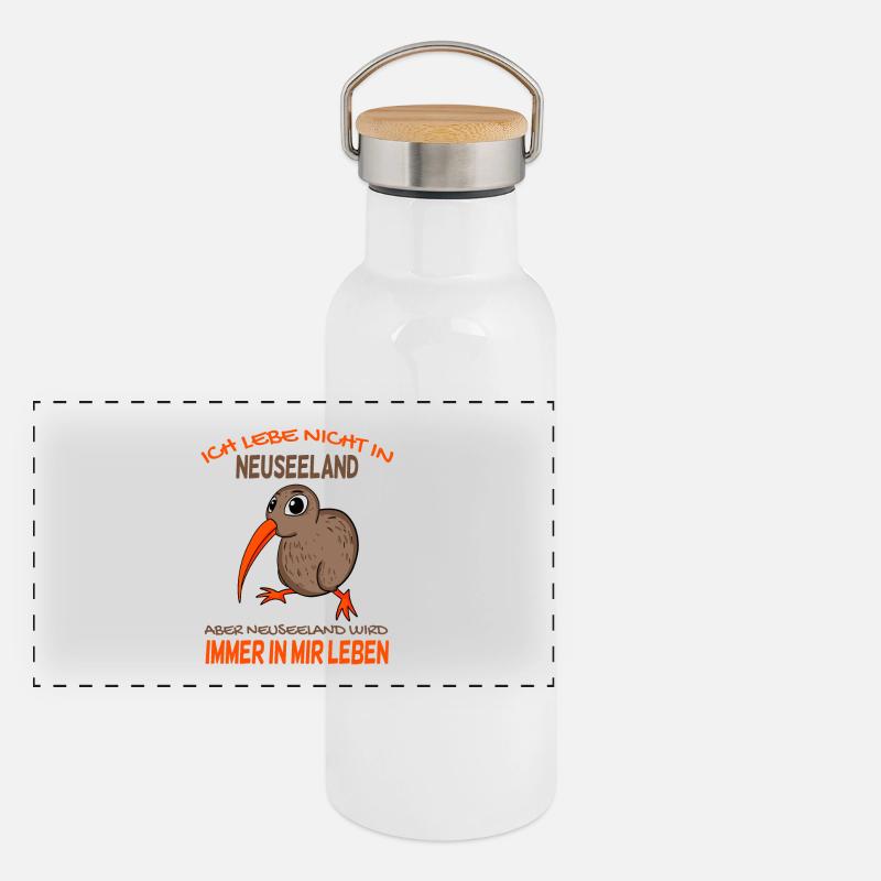 Kiwi Neuseeland Panorama Thermosflasche mit Bambusdeckel