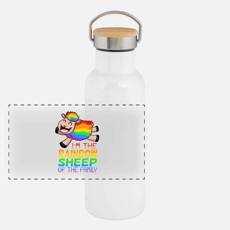 LGBT mouton mignon Gourde isotherme avec bouchon en bambou