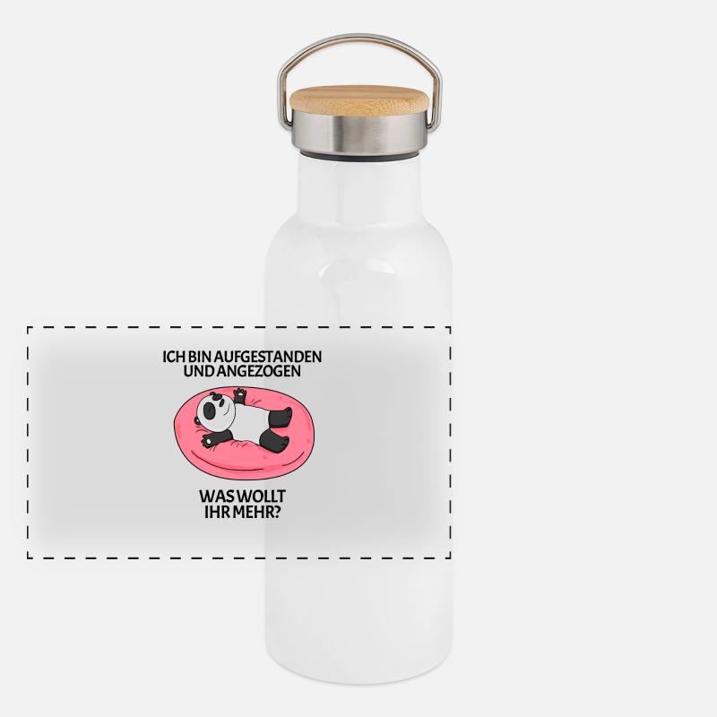 Aufgestanden und angezogen Panorama Thermosflasche mit Bambusdeckel